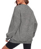 Fkeep Oversized Sweatshirt Women Crew Neck Fleece Casual Long Sleeve Dark Grey New