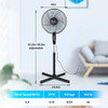 Simple Deluxe Oscillating 16" 3 Adjustable Speed Pedestal Stand, 16" Black