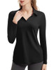 FKEEP WOMEN'S TENNIS GOLF SHIRT LONG SLEEVED TOP SPORT ACTIVEWEAR V-NECK - L New