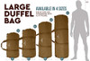BEAR & BARK VERY LARGE DUFFLE BAG 38”X20” 195.6L CANVAS MILITARY - DESERT BROWN