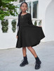 ARSHINER GIRLS LONG SLEEVE DRESS A LINE TWIRLY SKATER SCHOOL PARTY - 12Y - BLACK