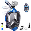 ZIPOUTE SNORKEL MASK FULL FACE, FOLDABLE FULL FACE, CAMERA MOUNT, BLUE S/M
