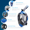 ZIPOUTE SNORKEL MASK FULL FACE, FOLDABLE FULL FACE, CAMERA MOUNT, BLUE S/M