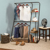 HONEY-CAN-DO FREESTANDING DOUBLE-ROD OPEN-CLOSET CLOTHES STORAGE WARDROBE
