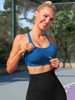 ATTRACO WOMEN RIBBED WORKOUT CROP TOP BUILT BRA YOGA RACER BACK - MEDIUM - ROYAL
