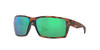 COSTA DEL MAR MEN REEFTON RECTANGULAR 64MM MATTE TORTOISE/GREEN MIRRORED