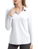 Women's Tennis Golf Shirt Long Sleeved Top Sport Activewear V-Neck Workout New
