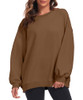 FKEEP OVERSIZED SWEATSHIRT FOR WOMEN CREW NECK SWEATSHIRT CASUAL - BROWN - M
