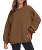 FKEEP OVERSIZED SWEATSHIRT FOR WOMEN CREW NECK SWEATSHIRT CASUAL - BROWN - M