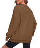 FKEEP OVERSIZED SWEATSHIRT FOR WOMEN CREW NECK SWEATSHIRT CASUAL - BROWN - M