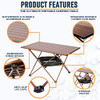 ALPCOUR PORTABLE CAMPING TABLE – LIGHTWEIGHT, COMPACT FOLDING - LARGE - COFFEE