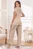 FKeep Stripe Pajamas Set Women Two Piece Nightwear Short Sleeve New