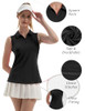 FKEEP Women's Sleeveless Polo Golf Tennis Shirt with Collar Quick-Dry XXL BLACK New