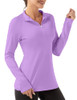 FKEEP WOMEN'S POLO SHIRTS LONG SLEEVE UPF 50+ WORKOUT LAVENDER SIZE XL