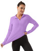 FKEEP WOMEN'S POLO SHIRTS LONG SLEEVE UPF 50+ WORKOUT LAVENDER SIZE XL