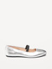 OLD NAVY MARY JANE SQUARE-TOE BALLET FLATS - SIZE: WOMEN 10 - SILVER