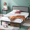 Zinus 14 Inch Platform Metal Bed Frame Upholstered Headboard Queen - BLACK