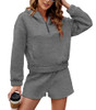 FKEEP WOMENS HALF ZIP HOODIE SWEAT WITH SHORTS POCKETS OUTFIT DARK GRAY XL New