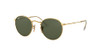 RAY BAN RAY-BAN RB3447N ROUND FLAT LENS SUNGLASSES GOLD/G-15 GREEN 53MM