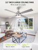 VACZON 52 INCH CEILING FAN WITH LIGHT AND REMOTE FAN-4N - NICKEL