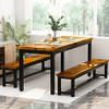 AWQM Dining Room Table Set with 2 Benches, Ideal for Home - Industrial Brown