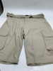BLU ROCK MEN'S SLIM FIT STRETCH BELTED CARGO SHORTS - SIZE: MEN 32 - STONE New