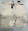 BLU ROCK MEN'S VINTAGE-LIKE COTTON CARGO BELTED SHORTS - SIZE: MEN 42 - STONE