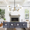 BESLOWE 10-LIGHT MODERN SPUTNIK CHANDELIER, JP2034.10BKGD - BLACK & GOLD