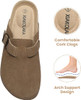 XIAKOLAKA WOMEN'S SUEDE CLOGS BUCKLE SLIP ON FOOTBED - SIZE: WOMEN 10.5 - BROWN