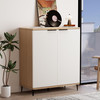 CHILIHOM SIDEBOARD CABINET STORAGE ACCENT FLUTE CABINET WAVED-NATURAL+WHITE