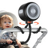 KOONIE OSCILLATING STROLLER FAN FLEXIBLE TRIPOD USB BATTERY OPERATED - BLACK