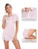 FKEEP Women's Tennis Golf Dress Outfits Athletic Workout Dress 2XL Pink Plaid New