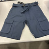 BLUE ICE MEN'S SLIM FIT STRETCH BELTED CARGO SHORTS - SIZE: MEN 32 - NAVY New