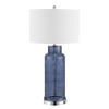 SAFAVIEH LIGHTING COLLECTION BOTTLE GLASS BLUE/CREAM TABLE LAMP SET OF 2