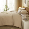 AMWAN COMFORTER SET FULL SIZE 3 PIECE FARMHOUSE KHAKI AMV002KF - KHAKI New