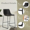 NEWBULIG COUNTER HEIGHT BARSTOOLS WITH LEATHER BACK SET OF 2 26" - BLACK