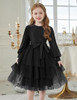 ARSHINER TODDLER TUTU FALL WINTER PUFF LONG SLEEVE TULLE DRESSES 2T - BLACK
