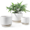 LE TAUCI Ceramic Plant Pots, 4.3+5.3+6.8 inch, Set of 3, Planters, White