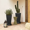 ELEVENS TALL PLANTERS 30 INCH TAPERED SQUARE PLANTERS GARDEN FLOWER POTS - BLACK