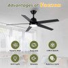 VACZON CEILING FANS LIGHTS REMOTE 52 INCH MODERN CEILING FAN QUIET - BLACK