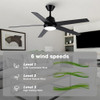 VACZON CEILING FANS LIGHTS REMOTE 52 INCH MODERN CEILING FAN QUIET - BLACK