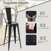 Giantex Metal Bar Stools Set of 4, 30" High Back Bar Height Chairs w/Footrest