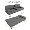 Futon Sofa Bed, Linen Fabric Futon Sofa Bed with 2 Cup Holders and Pillows