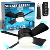 BELL+HOWELL SOCKET BREEZE SOCKET FANS LIGHTS FAN LIGHT 3500K 1000 LUMENS BLACK BELL+HOWELL SOCKET BREEZE SOCKET FANS LIGHTS FAN LIGHT 3500K 1000 LUMENS BLACK