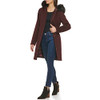 352SW478 COLE HAAN WOMEN'S HOODED COAT SLICK WOOL RETAIL SIZE 8 - BORDEAUX New
