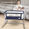 LI'L PENGYU BABY BASSINET BEDSIDE SLEEPER FOR BABY BEDSIDE CRIB - NAVY BLUE