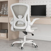 SYTAS ERGONOMIC DESK CHAIR WITH PADDED LUMBAR SUPPORT FLIP UP ARMS - WHITE/GRAY