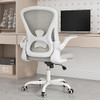 SYTAS ERGONOMIC DESK CHAIR WITH PADDED LUMBAR SUPPORT FLIP UP ARMS - WHITE/GRAY