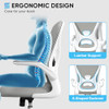SYTAS ERGONOMIC DESK CHAIR WITH PADDED LUMBAR SUPPORT FLIP UP ARMS - WHITE/GRAY