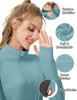 FKEEP WOMEN'S LONG SLEEVE ATHLETIC JACKETS UPF 50+ THUMB HOLES LAKE BLUE S New